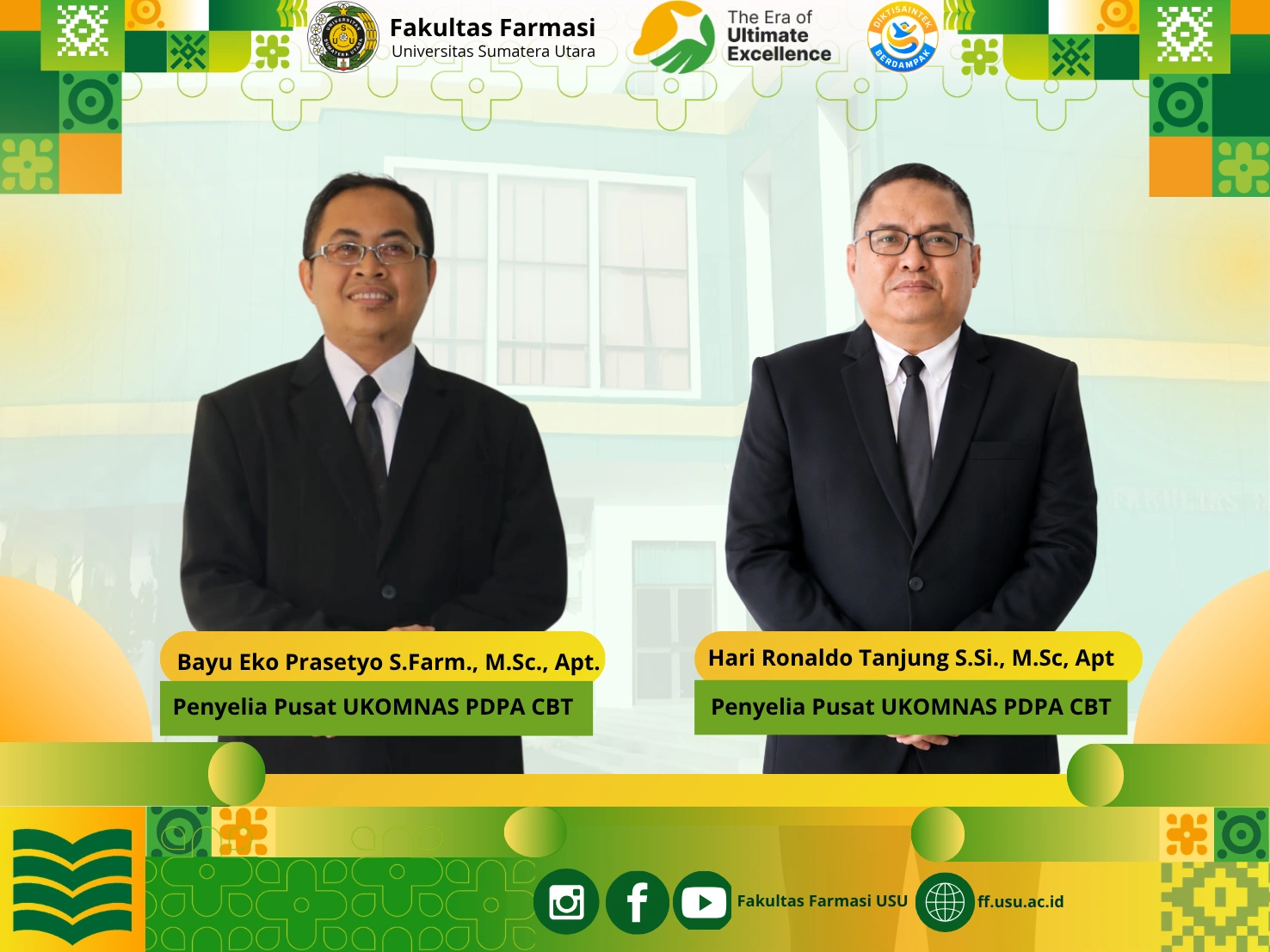 Dua Dosen Fakultas Farmasi USU Dipercaya sebagai Penyelia Pusat UKOMNAS PDPA Metode CBT